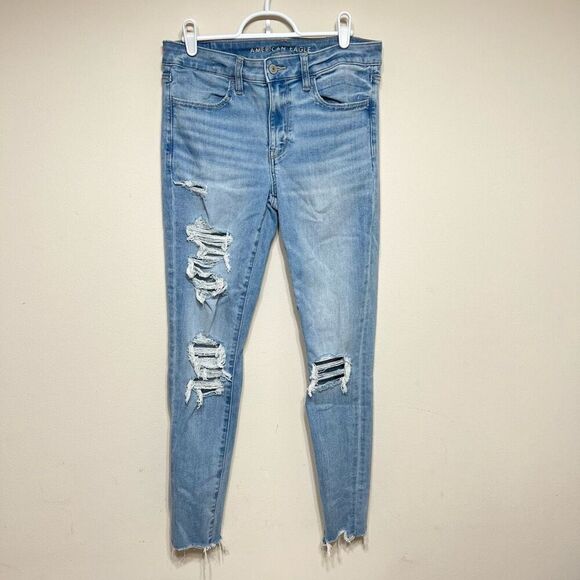 American Eagle Distressed Jeggings 6 Skinny Jeans - Picture 1 of 9